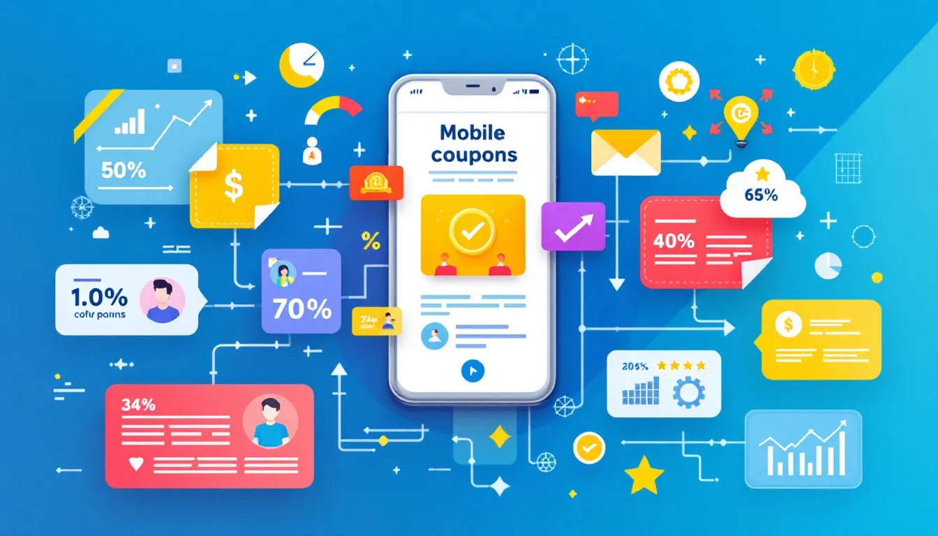 A graphic showing the integration of mobile coupons with loyalty programs to reward customer loyalty.